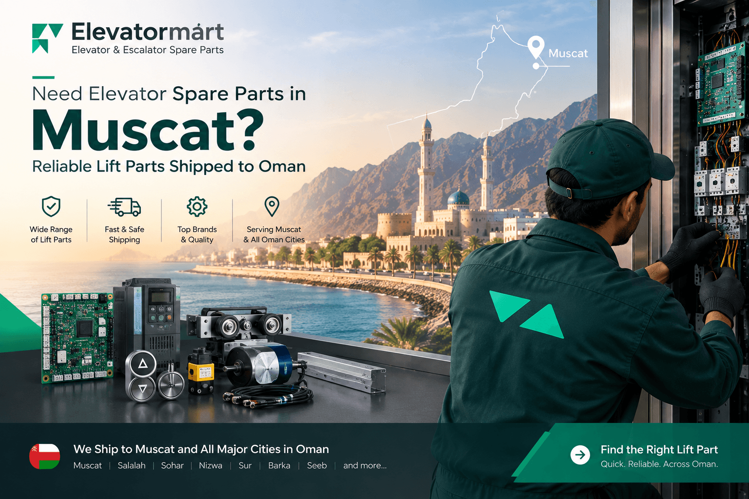 Need Elevator Spare Parts in Muscat? Reliable Lift Parts Shipped to Oman